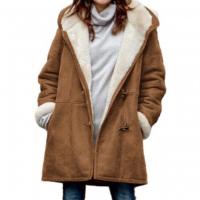 Top de chaqueta de terciopelo cálido de Invierno para mujer，Añadir abrigo de bolsillo con Cuello de piel de Cachemira - details 3