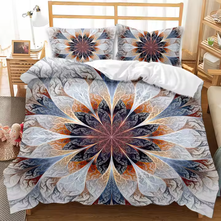 Juego de Cubierta de Edredón Bohemio Mandala 3PCS Poliéster Tamaño Cama Completa - 1