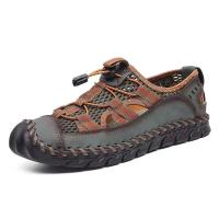 Sandalias de cuero para hombre, calzado deportivo ligero, antideslizante, transpirable, para playa y exteriores, verano - details 16