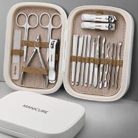 Juego de 18 Uds de cortaúñas de acero inoxidable, juego de manicura profesional, kit de manicura de embalaje, tijeras - details 9