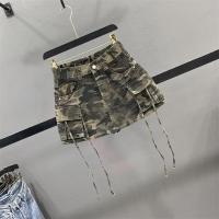Falda Camuflaje Vintage de Otoño Estilo Harajuku Callejero para Mujer Pañal Hip A-bag de Denim - details 1