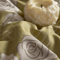 Svetanya Juego de Ropa de Cama con Diseño Floral Pastoral en Amarillo y Morado Tamaño Queen y King Algodón Egipcio Ajustable - details 38