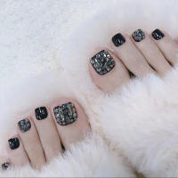 Set de manicura de uñas postizas redondas, 24 piezas, estilo gótico, para festivales, cosméticos para fiestas - details 3