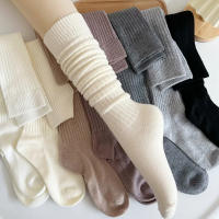 Calcetines de lana hasta la pantorrilla para mujer, medias apiladas de color café gruesas, hasta la rodilla, japonesas, con doble aguja, Otoño/Invierno - details 0