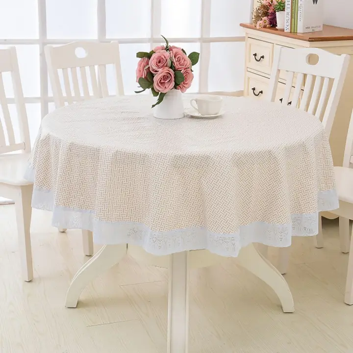 Mesa de comedor redonda de plástico PVC estilo flor, tela impermeable limpiable, decoración del hogar, mantel, cubierta de mesa, mantel de cocina - 1
