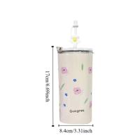 Termo doble duradero de 480 ml a prueba de fugas con tapa, tazas de café con pajita, botella de agua de acero inoxidable para viaje - details 0