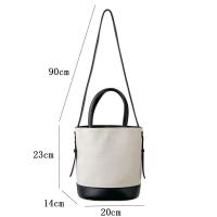 Empalme de lino bolso de cubo versátil color de contraste simple hombro mensajero bolso de mujer bolso - details 0