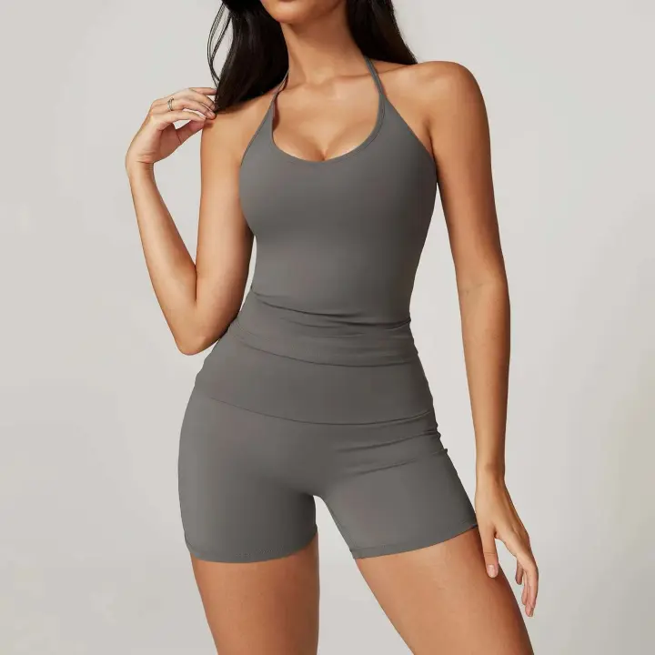 Conjunto de Shorts de Yoga de Cintura Alta Secado Rápido, Cómodo, Plegable, Belleza - 1