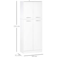 Armario alto de 2 puertas, mueble auxiliar de almacenamiento multifuncional con 5 estantes y estantes ajustables, moderno para salón, dormitorio, cocina, 59x31x155 cm, blanco. - details 2