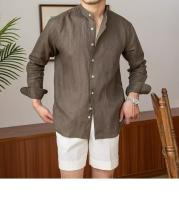 Camisa de Lino para Hombre Verano 2025 Cuello Henley Elegante Manga Larga Transpirable - details 11