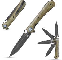 Cuchillo Plegable Sitivien ST145 con Hoja de Acero 14C28N y Mango de Micarta/G10 para Uso Doméstico Camping y Supervivencia EDC Herramienta de Hojalata - details 1