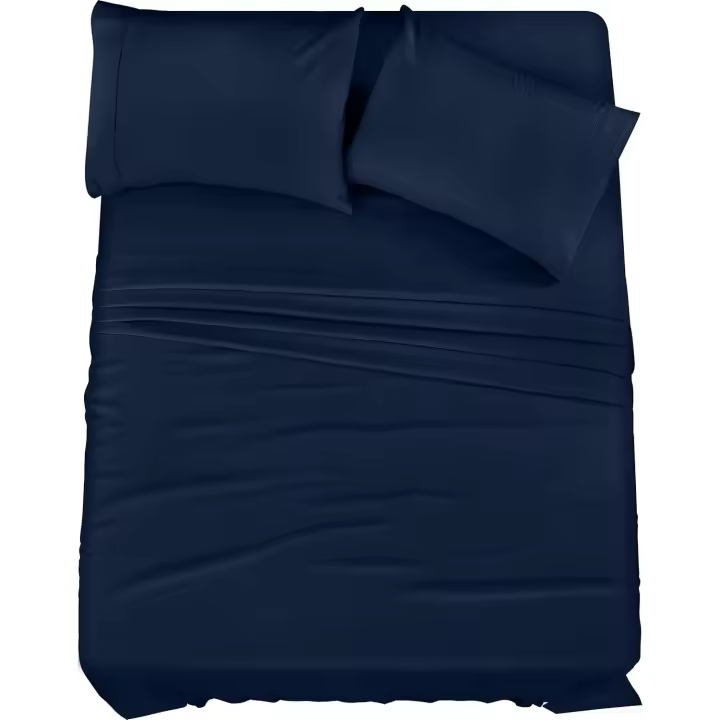 Utopia Bedding Juego de sábanas de 4 piezas, microfibra cepillada, resistente al encogimiento y a la decoloración, fácil cuidado (matrimonial, azul marino) - 1