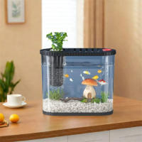 Pecera de sobremesa irrompible, ahorradora de espacio, con compartimento para filtro, pecera de plástico transparente, pecera de mesa transparente. - details 7