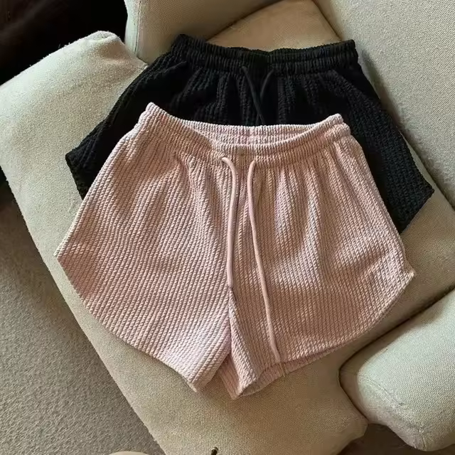 Pantalones cortos de pierna ancha con cordón para mujer, ropa de verano, alta elasticidad - 1