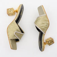 Pantuflas exteriores con diamantes de imitación, puntera cuadrada sencilla para mujer, sexys y versátiles. - details 13
