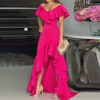 Flamin A Vestido de noche irregular y elegante con volantes y cuello en V - details 4