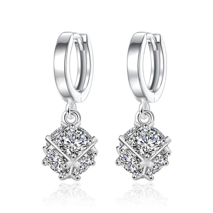 Pendientes de ley para mujer, aretes con hebilla cuadrada de circonita Aaa, regalos de joyería - 1