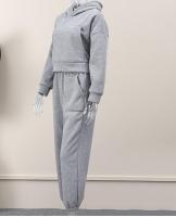 Conjunto de ropa deportiva de lana para mujer, Sudadera con capucha suelta, pantalones de Jogging, moda informal - details 9