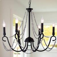 Vintage Lámpara de Araña de Metal Iluminación Estilo Vela Colgante Luz Alta Ajustable Cadena de Metal para Granja Comedor Cocina Isla Vestíbulo Negro 6 Luces - details 9