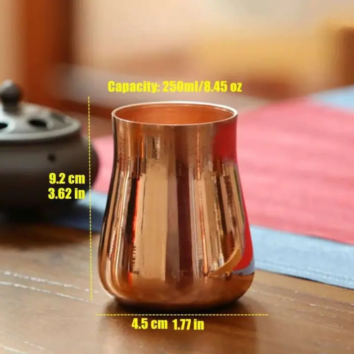 Taza de Cerveza de Cobre Puro Hecha a Mano Taza de Desayuno Vintage Engrosada de 350ml - 1