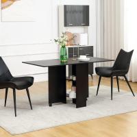 Mesa Plegable de Comedor Mesa de Cocina Plegable con Ruedas Alas Abatibles y Estantes para 4-6 Personas 75x140x74 cm Cemento Gris - details 36