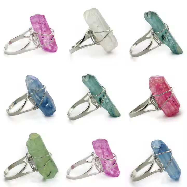 Piedra natural original columna de cristal barra de cristal anillo hecho a mano Europa y Estados Unidos transfronterizo regalo personalizado regalo para mujer regalo de cumpleaños regalo navideño - 1