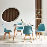 4 Sillas Comedor Sillas de Cocina Nórdico con Asiento Tapizado y Las piernas de Madera de Haya Maciza - Azul Mentol - details 5