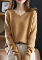 Suéter de punto de Cachemira y lana merina para mujer, camisa de manga larga con cuello en V, jersey, ropa de otoño, Top - details 7