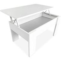 Elevable, Mesita de Salón o Comedor, Madera, Acabado en Color Blanco, Medidas - details 0