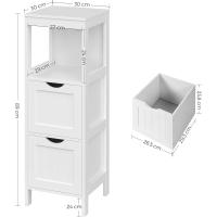 Madera Armario para baño Armario de almacenaje Botiquín Mesita de Noche Rinconera 2 Cajones Blanco - details 2