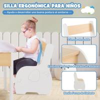 Juego de mesa y silla infantil 4 en 1, mesa infantil de madera con 2 sillas, manualidades, dibujo, lectura, mesa infantil con almacenamiento, pizarra desmontable para guardería (verde) - details 38