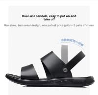 Sandalias cómodas de verano con plataforma para pie plano, sandalias de cuero con suela gruesa antideslizantes para hombre, zapatillas de fondo suave para playa al aire libre - details 9