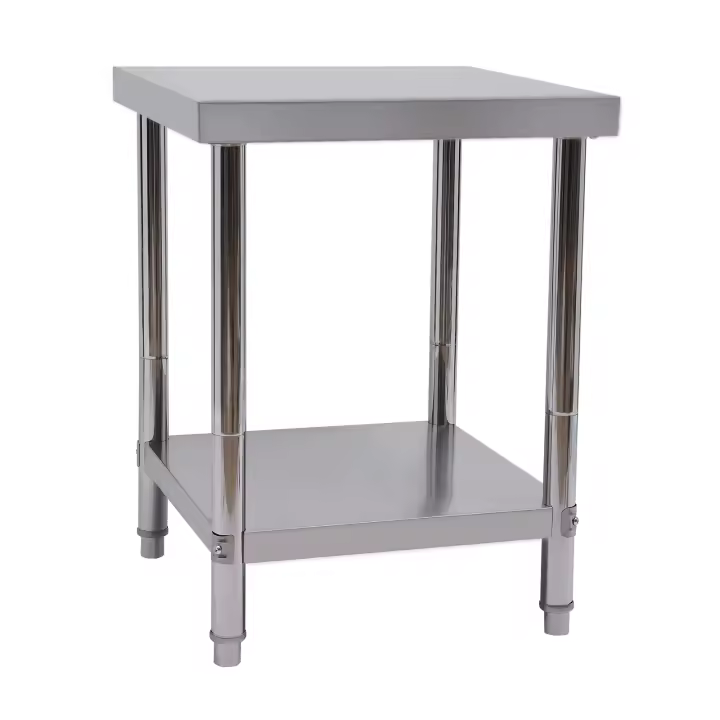 Mesa de Trabajo de Cocina de Acero Inoxidable, 60 x 60 x 80 cm, Mesas de Acero Inoxidable Catering 2 Estantes Mesa de Acero Inoxidable para Catering Cocina Restaurante - 1