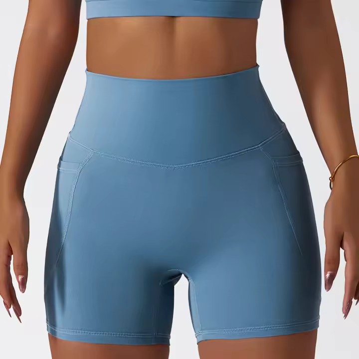 Shorts de Cintura Alta de Verano Pantalones Deportivos de Nylon con Percha de Glúteos para Mujeres - 1