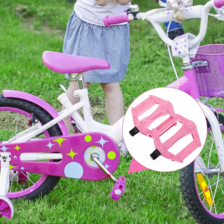 Pedales de bicicleta Accesorios de bicicleta para niños Reemplazo de carretera plana rosa de hierro antideslizante para niños - 1