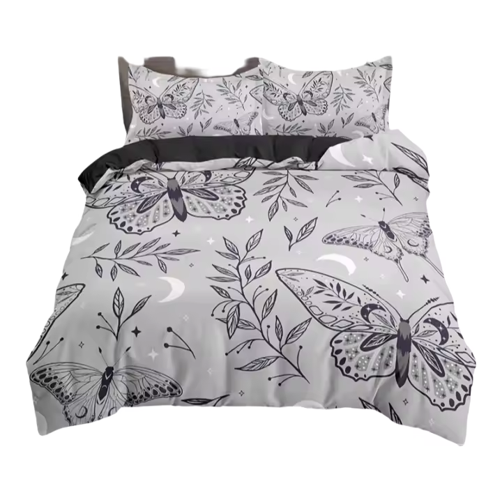 Juego de Ropa de Cama de Mariposa Hippie Boho Tamaño Rey completo Cubierta de Edredón de Microfibra - 1