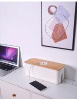 Caja de Almacenamiento de Cables de Madera Organizador de Enchufes Cargadores a Prueba de Polvo - details 3