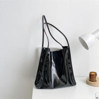 Bolso de hombro de charol de Color sólido para mujer, bolso de mano de lujo Simple, bolso de compras de viaje informal, bolso de mano - details 3