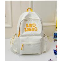 Mochila coreana simple de color sólido con alfabeto para estudiantes, mochila ligera de gran capacidad para viajes, mochila informal versátil - details 47