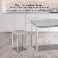 Taburetes de Cocina tapizados - Estructura sólida y firme - Estructura color aluminio y asiento en polipiel - Color del asiento: gris. Contenido: 2 unidades. Medidas: 35 x 35 x 45 cm. - details 4