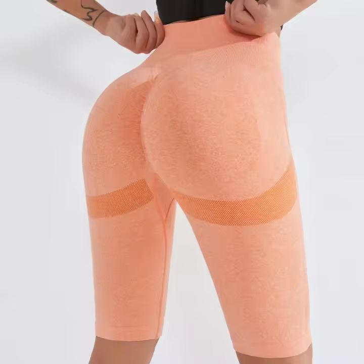 Pantalones cortos deportivos de cintura alta para Yoga, mallas ajustadas de alta elasticidad a la moda para gimnasio, entrenamiento, correr, levantamiento de cadera, pantalones cortos de punto - 1