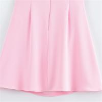 Vestido Rosa Corto de Verano Sencillez con Cuello Redondo Material de Poliéster Moda para Mujeres - details 10