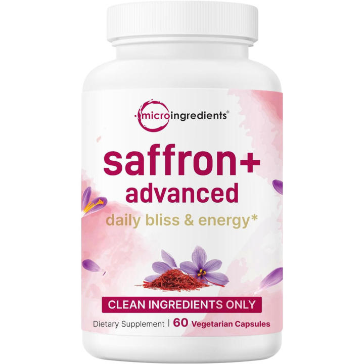 Saffron+ Advanced Supplements, 60 Veggie Capsules 10-in-1 with Saffron Extract, High Absorption Fat-Soluble Vitamin C,