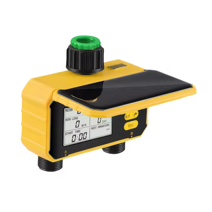 Temporizador solar con modo manual en sistema de riego automático de jardín - 1