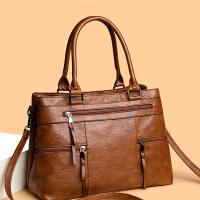 Bolso Cruzado de Estilo Vintage para Mujeres Bolso de Mano Desmontable de Multi capas con Cierre de Cremallera Disponible en Marrón Deep, Gris, Amarillo, Negro - details 2