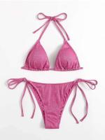 Conjunto sexy brillante, traje de baño triangular de dos piezas para mujer, bikini de verano, nuevo traje de playa, bikini push-pull - details 14