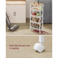 Carro de 4 Niveles, Carro Estrecho de Cocina con Ruedas, con Asa, para Espacio Reducido, 22 x 45,4 x 77 cm, para Cocina, Baño, Salón, Estudio, Marrón Rústico y Negro - details 38