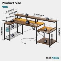 Mesa Gaming para PC con 3 Tomas de CA y 2 Puertos de Carga USB, Escritorio para Ordenador con Amplio. - details 3