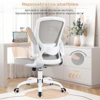 9060 Silla de oficina ergonómica con reposabrazos plegables, silla de ordenador giratoria de malla de 360 ° , gris claro - details 5