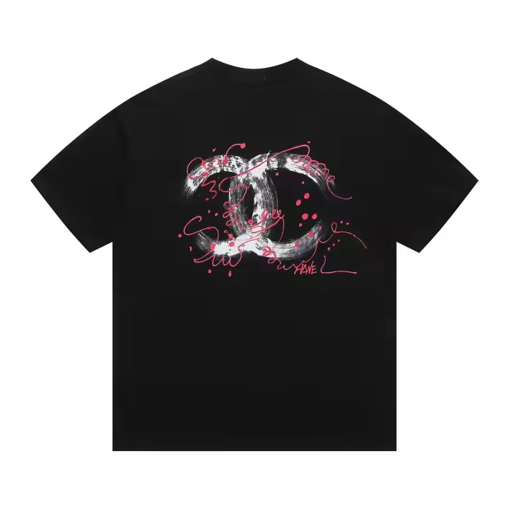 Camiseta Deportiva de Algodón Puro para Hombres Cuello Redondo, Estampado de Logotipo Delantero, Estilo Básico Casual para el Verano - 1
